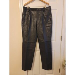 Vintage First Leather Pants Womens 40 Black Straight Ankle Zip 38x32